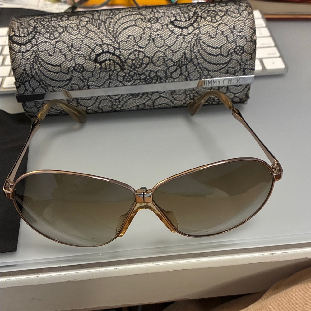 Jimmy Choo Gold and Brown Sunglasses